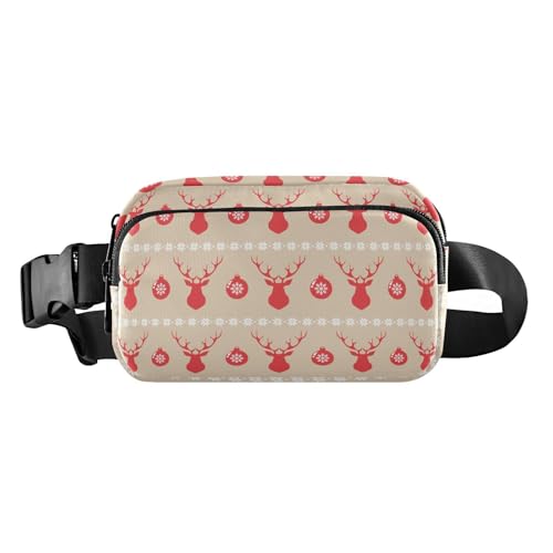Roter Weihnachts-Elch, modische Gürteltasche für Damen und Herren, Mehrzweck-Umhängetasche, Gürteltasche mit verstellbarem Riemen für Reisen, Urlaub, Laufen, Roter Weihnachtselch, Einheitsgröße von famyily