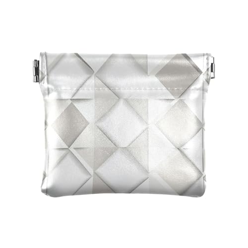 Schickes Rhomboid Orange Neutral PU Leder Kleine Münzbörse Niedlich Kleingeld Halter Karten Organizer für Frauen, Rautenweiß, 1 size, Modern von famyily