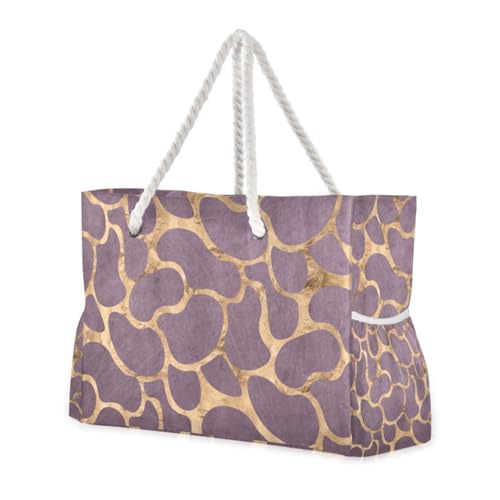 Schultertasche, abstrakt, großes Fassungsvermögen, mit Seitentaschen, Wochenend-Reisetasche für Reisen, Fitnessstudio, Urlaub, Violett-Gold Schultertasche, abstrakt, großes Fassungsvermögen, mit Seitentaschen, Wochenend-Reisetasche für Reisen, Fitnessstudio, Urlaub, Violett-Gold von famyily