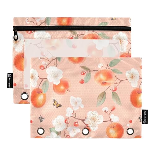 Serviceberry Federmäppchen für Ringe, Organizer mit Löchern für Schreibwaren für Studenten, Pfirsichfarben von famyily