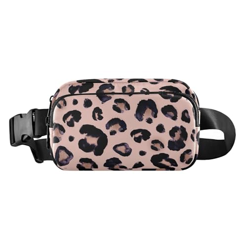 Snow Aesthetic Einzigartige Schönheit, Leopardenmuster, schwarz, grau, beige, modische Hüfttasche, Crossbody-Tasche für Damen und Herren, wasserabweisend, Crossbody-Sporttasche mit verstellbarem von famyily