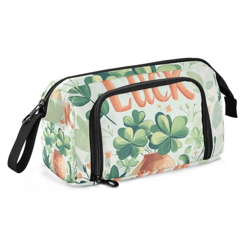 St Pot Kleeblätter Glück Floral Fortune Federmäppchen Große Kapazität Box Federmäppchen mit Schlitz Federmäppchen Kosmetik für adretten Kindergarten von famyily