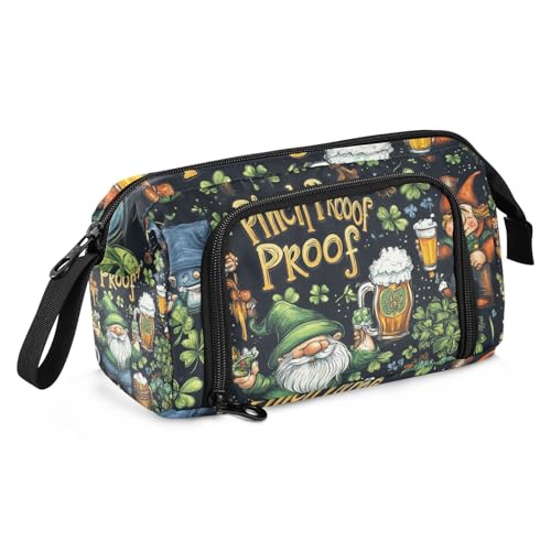 St. Patrick's Day Lucky Clover Federmäppchen, großes Fassungsvermögen, leichtes Federmäppchen, Kosmetik, Make-up für Teenager, Jungen, adretter Schulbedarf von famyily