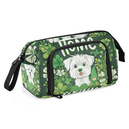 St.Patrick's Lucky Shamrocks Schul-Federmäppchen, großes Fassungsvermögen, tragbares Federmäppchen mit Reißverschluss, für Herren, Kosmetik von famyily