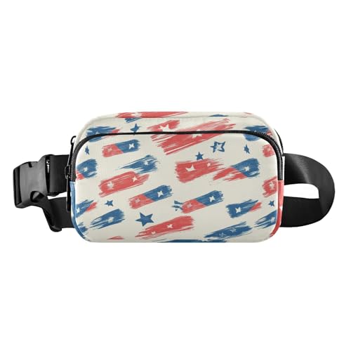 Stilvolle Umhängetasche für Damen, Herren, Teenager, Mehrzweck-Brustgürtel, Bauchtasche für Reisen, Patriotische Pinselstriche, 1 size von famyily
