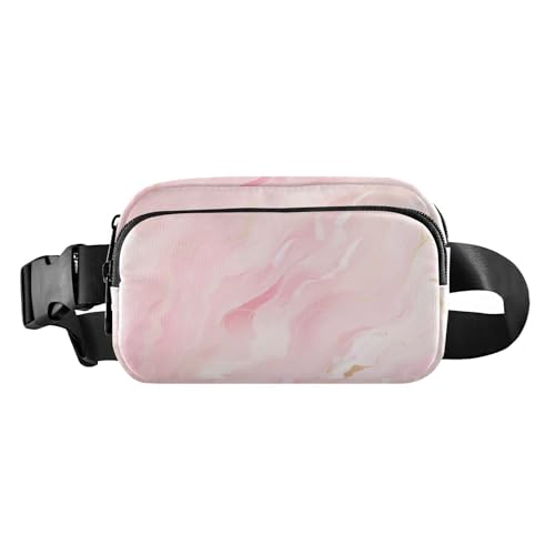 Stilvolle Umhängetasche mit Marmor-Textur, für Herren und Damen, Mini-Gürteltasche mit verstellbarem Riemen, für Workout, Laufen, Wandern, Pfirsich-Marmor-Textur, Einheitsgröße von famyily