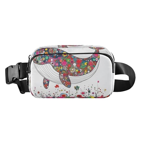 Stylische Gürteltasche mit Cowboy-Pferdemotiv, für Damen und Herren, Mini-Crossbody-Tasche mit verstellbarem Riemen für Reisen, Farbenfroher schicker Wal, 1 size von famyily