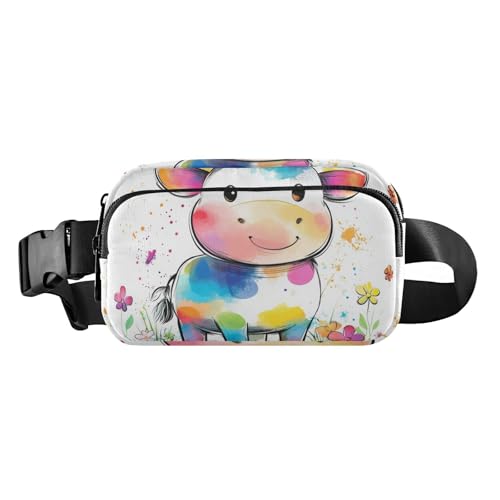 Stylische Gürteltasche mit Cowboy-Pferdemotiv, für Damen und Herren, Mini-Crossbody-Tasche mit verstellbarem Riemen für Reisen, Süße Kuh, 1 size von famyily