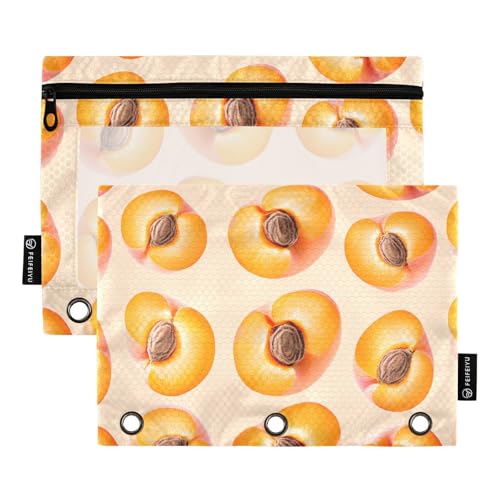Süße Aprikosenfrucht Neutral Federmäppchen Federmäppchen für Ordner 3 Ringe mit Binderlöchern für Kinder Schreibwaren Zubehör von famyily