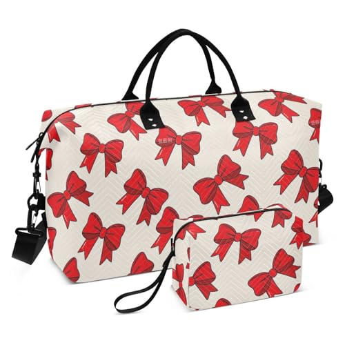 Süße Cartoon-Schleife, beige, große Tasche, Handgepäck, Wochenendtasche, Turnbeutel mit Kulturbeutel für Trekking, wasserdicht, Bolsa de lona para Süße Cartoon-Schleife, beige, große Tasche, Handgepäck, Wochenendtasche, Turnbeutel mit Kulturbeutel für Trekking, wasserdicht, Bolsa de lona para von famyily