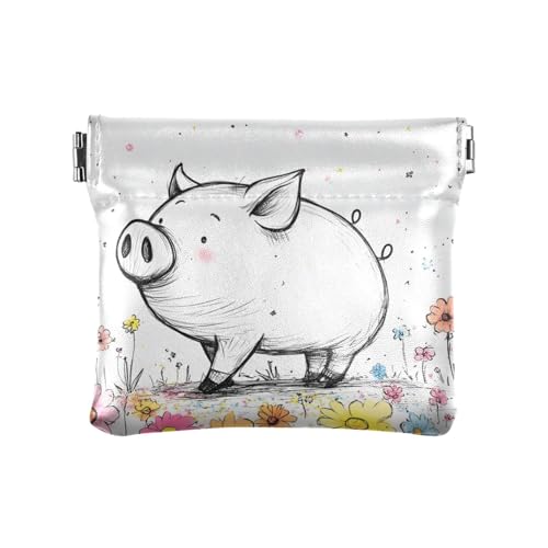 Süße Vögel, buntes PU-Leder, Wechselgeldbörse, praktische Kosmetiktasche für Damen und Mädchen, Niedliches Miniaturschwein, 1 size, Modern von famyily