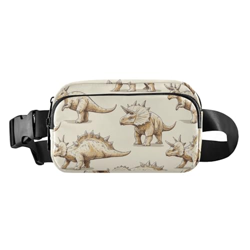 Süße amerikanische Goldfinch Birds Blush trendige Hüfttasche Crossbody Tasche für Damen Herren Teenager Große Kapazität Brusttasche, Lustiger Dinosaurier Triceratops Beige, 1 size von famyily
