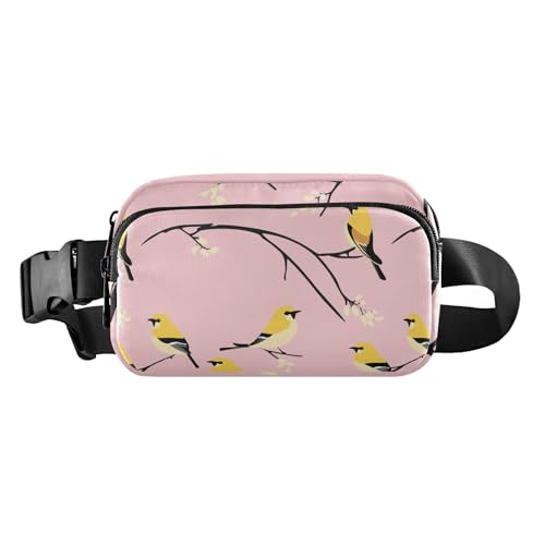 Süße amerikanische Goldfinch Birds Blush trendige Hüfttasche Crossbody Tasche für Damen Herren Teenager Große Kapazität Brusttasche, Sweet American Goldfinch Birds Blush, 1 size von famyily