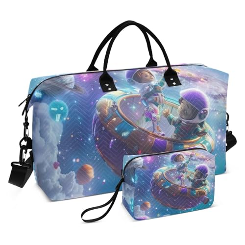 Surrealism Kinder-Tag im Universum Reise-Handtasche Wochenend-/Übernachtungs-Duffel Gym Tote Bag mit verstellbarem Riemen zum Wandern faltbar von famyily
