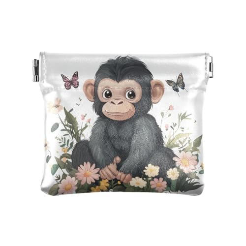 Sweet Capybara Damen Kleingeldbörse Leder Kleingeldbörse Einzigartige Kleingeldbörse für Mädchen Damen Handtasche Weiß, Serene Simian White, 1 size, Modern von famyily