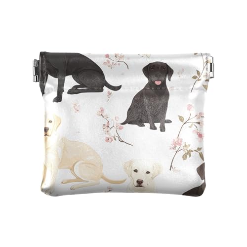 Sweet Lion Salbeigrün Damen Leder Münzbörse Praktischer Kartenhalter für Mädchen Damen Handtasche, Chic Labrador Retriever Hunde, Weiß, 1 size, Modern von famyily