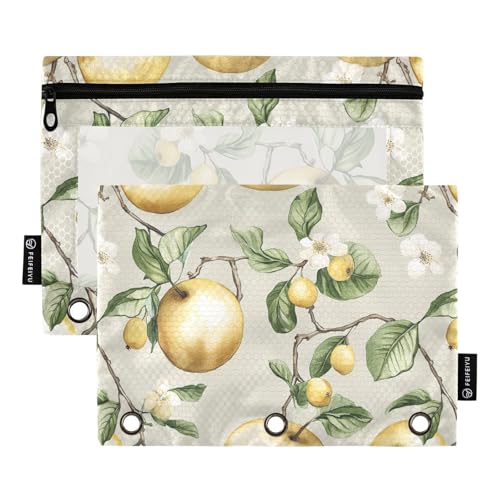 Sweet Marula Fruit Grey Binder Pouches Pencil Case for 3 Hole Binder Pouches with 3 Holes for Office Home Travel Cards Storage Container von famyily