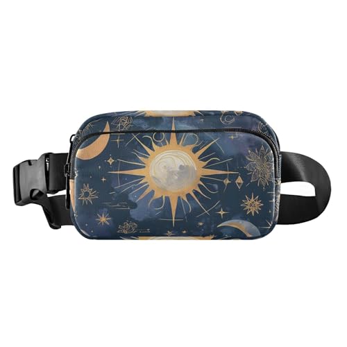 Tarot Astrologie Süße Crossbody-Tasche für Damen und Herren, wasserabweisend, Crossbody-Sporttasche mit verstellbarem Riemen, für Radfahren, Wandern, Fitnessstudio, Blaue und goldene Tarot-Astrologie, Tarot Astrologie Süße Crossbody-Tasche für Damen und Herren, wasserabweisend, Crossbody-Sporttasche mit verstellbarem Riemen, für Radfahren, Wandern, Fitnessstudio, Blaue und goldene Tarot-Astrologie, von famyily