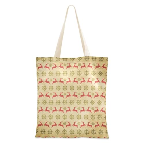 Tragetasche aus Segeltuch, Rot und Gold, Weihnachtselch, Tragetasche mit Taschen für Geburtstag, Initiale, Tragetaschen für Damen Tragetasche aus Segeltuch, Rot und Gold, Weihnachtselch, Tragetasche mit Taschen für Geburtstag, Initiale, Tragetaschen für Damen von famyily