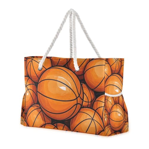 Tragetasche für Damen, Cartoon-Sport-Basketball, sanddicht, mit Reißverschluss, für Reisen, Fitnessstudio, Urlaub, Braun Tragetasche für Damen, Cartoon-Sport-Basketball, sanddicht, mit Reißverschluss, für Reisen, Fitnessstudio, Urlaub, Braun von famyily