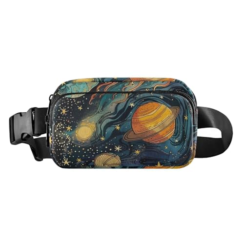 Traumhafte und bunte Sternenhimmel-Gürteltasche, Umhängetasche für Damen und Herren, kleine Umhängetasche mit verstellbarem Riemen für Reisen, Fitnessstudio, Arbeit, Traumhafter und farbenfroher von famyily