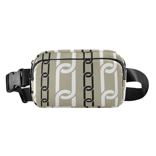 Trendige Gürteltasche für Damen und Herren, wasserabweisend, Diebstahlschutz, Gürteltasche mit verstellbarem Gurt, für Reisen, Einkaufen, Laufen, Schwarz und Weiß, Schwarze und weiße Kette, von famyily