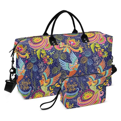 Tribal Boho Reisetasche, Handgepäcktasche, für persönliche Gegenstände, Reisetasche, Turnbeutel mit Kulturbeutel für Trekking, 2-teiliges Set Tribal Boho Reisetasche, Handgepäcktasche, für persönliche Gegenstände, Reisetasche, Turnbeutel mit Kulturbeutel für Trekking, 2-teiliges Set von famyily