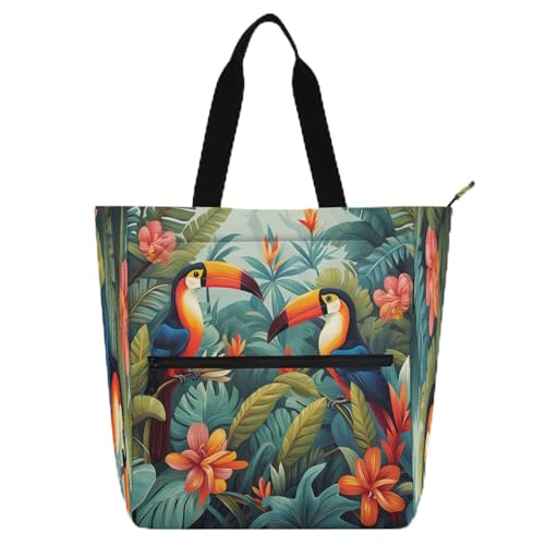 Tropische blaugrüne Kinderbuch-Tragetasche für Kinder, Studenten, Erwachsene, stabile Kinder-Aktivitätstasche, Kunst-Tragetasche mit Reißverschluss, für College, Einkaufen, Strand, Regenbogen von famyily