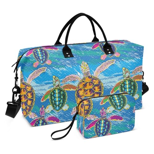 Turtles Crawl to Water Duffel Bags Weekender Bag Gym Duffel Bag with Toiletry Bag for Trekking Foldable Turtles Crawl to Water Duffel Bags Weekender Bag Gym Duffel Bag with Toiletry Bag for Trekking Foldable von famyily