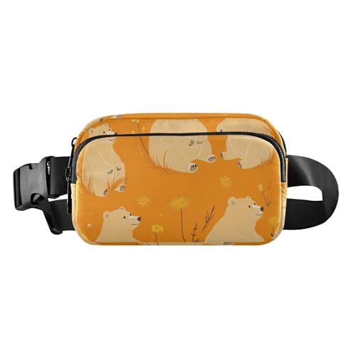 Twigs Bird Spring Cute Fanny Pack Waist Bag for Men Women Large Capacity Belt Bag Travel Wallet for Running Hiking, Cartoon Bears Orange, 1 size von famyily