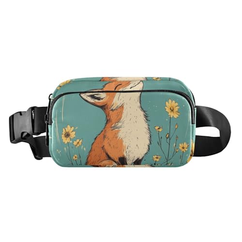 Twigs Bird Spring Cute Fanny Pack Waist Bag for Men Women Large Capacity Belt Bag Travel Wallet for Running Hiking, Cartoon-Fuchs, Blaugrün, 1 size von famyily