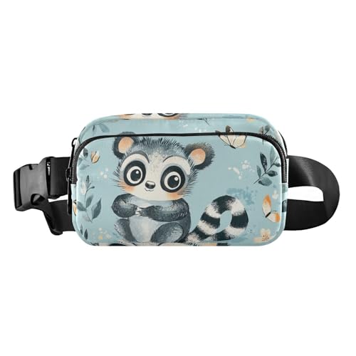 Twigs Bird Spring Cute Fanny Pack Waist Bag for Men Women Large Capacity Belt Bag Travel Wallet for Running Hiking, Niedlicher Lemur-Türkis, 1 size von famyily