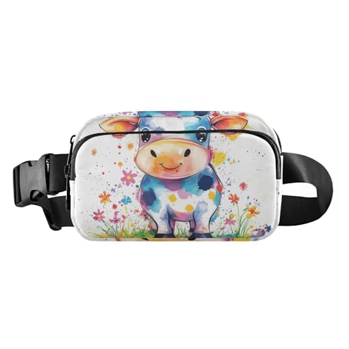 Twigs Bird Spring Cute Fanny Pack Waist Bag for Men Women Large Capacity Belt Bag Travel Wallet for Running Hiking, Süße Kuh, 1 size von famyily