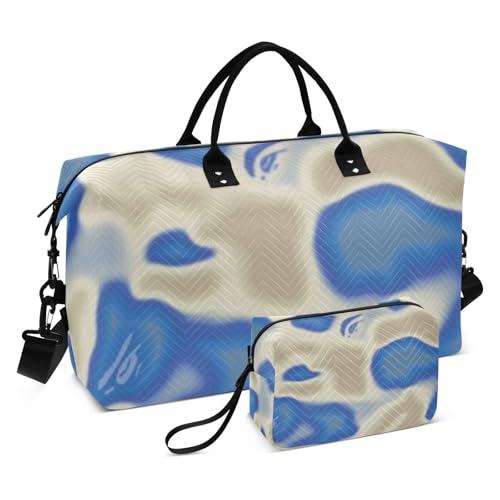 Übergroße Reisetasche, Reisetasche, Schultertasche, Sporttasche, Sporttasche, mit Kulturbeutel für Workout, faltbar, Blau-Grau Übergroße Reisetasche, Reisetasche, Schultertasche, Sporttasche, Sporttasche, mit Kulturbeutel für Workout, faltbar, Blau-Grau von famyily