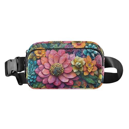Umhängetasche für Damen und Herren, strahlende Explosion von Farben, niedlich, wasserabweisend, Laufgürtel, Hüfttasche, Malen mit natürlichem Laub, 1 size von famyily
