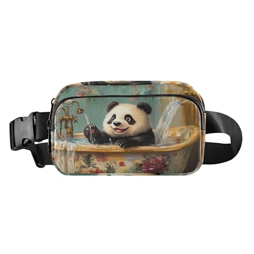 Umhängetasche für Damen und Herren, strahlende Explosion von Farben, niedlich, wasserabweisend, Laufgürtel, Hüfttasche, Panda Retro Badewanne, 1 size von famyily
