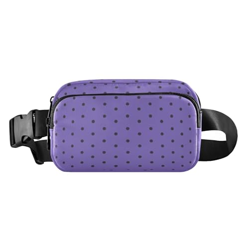 Umhängetasche mit schwarzen Punkten auf violettem Hintergrund, süße Umhängetasche, Hüfttasche für Herren und Damen, große Kapazität, Reisetasche, unverzichtbar mit verstellbarem Gurt, für Radfahren, Umhängetasche mit schwarzen Punkten auf violettem Hintergrund, süße Umhängetasche, Hüfttasche für Herren und Damen, große Kapazität, Reisetasche, unverzichtbar mit verstellbarem Gurt, für Radfahren, von famyily