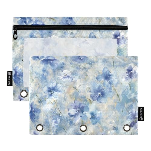 Unschuldiges Federmäppchen mit 3 Ringen und transparentem Fenster, Federmäppchen mit Reißverschluss, großes und stabiles Drei-Ringbuch zur Aufbewahrung von Schulstudenten, Lehrerbedarf, mehrfarbig, 2 von famyily