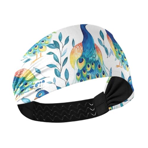 Wasserfarben-Stirnbänder mit Pfauenlaub, rutschfest, niedlich, für Damen, dehnbare Haarbänder für den täglichen Gebrauch, Yoga, Fitnessstudio, Volleyball, bunte Herzogshund-Sterne Wasserfarben-Stirnbänder mit Pfauenlaub, rutschfest, niedlich, für Damen, dehnbare Haarbänder für den täglichen Gebrauch, Yoga, Fitnessstudio, Volleyball, bunte Herzogshund-Sterne von famyily