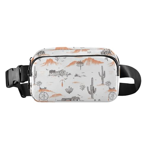 Western-Cowboystiefel, modische Umhängetasche, Hüfttasche für Damen und Herren, große Kapazität, Gürteltasche, Boho Kaktus Traumfänger Kleine Weststadt, 1 size von famyily