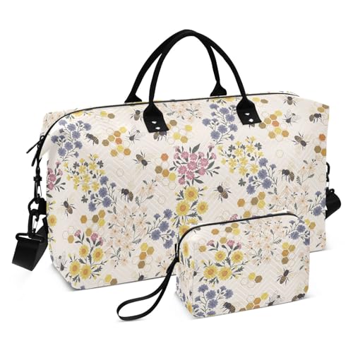 Wild Flower Honey Gold Happy Good Luck Gepäck-Reisetasche, Wochenend-Reise, Übernachtungstasche, Turnbeutel, mit Kulturbeutel, für Geschäftsreisen, wasserdicht Wild Flower Honey Gold Happy Good Luck Gepäck-Reisetasche, Wochenend-Reise, Übernachtungstasche, Turnbeutel, mit Kulturbeutel, für Geschäftsreisen, wasserdicht von famyily