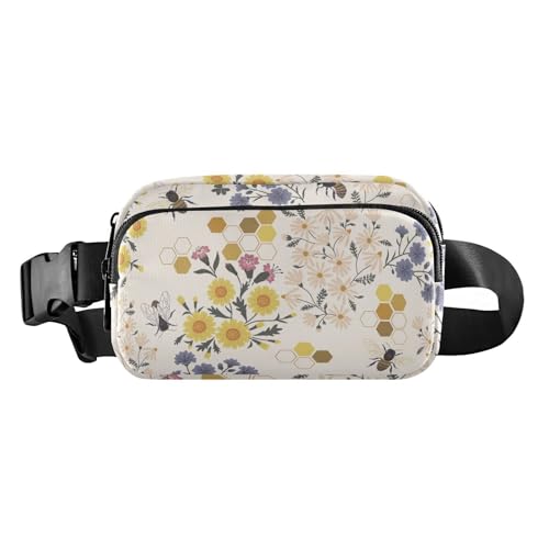 Wilde Blume Honig Gold Happy Good Luck Stilvolle Hüfttasche Crossbody Tasche für Damen Herren Große Kapazität Sling Bag Travel Essential mit verstellbarem Gurt für Workout Laufen Wandern, Wild Flower von famyily