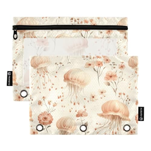 famyily Aliens Head White Binder Pocket Binder Pencil Case for Three Rings Binder Pockets with Waterproof for Examination Stationery Accessories von famyily