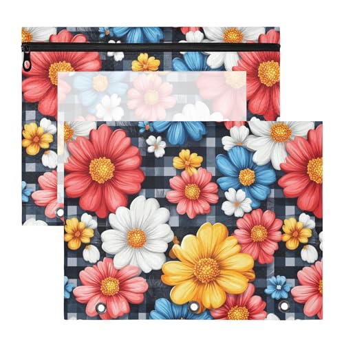 famyily Binder-Federmäppchen, stabile Taschenordner für A4-Papier, Briefe, 2 Stück, Studenten, Schulbedarf, bunte Blumen, Büffel famyily Binder-Federmäppchen, stabile Taschenordner für A4-Papier, Briefe, 2 Stück, Studenten, Schulbedarf, bunte Blumen, Büffel von famyily