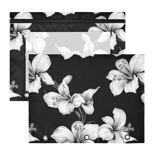 famyily Binder-Federmäppchen, tragbarer Stifthalter für A4-Papier, Briefe, 2 Stück, Lehrer, College, lebendiges Blumenmuster, Weiß famyily Binder-Federmäppchen, tragbarer Stifthalter für A4-Papier, Briefe, 2 Stück, Lehrer, College, lebendiges Blumenmuster, Weiß von famyily