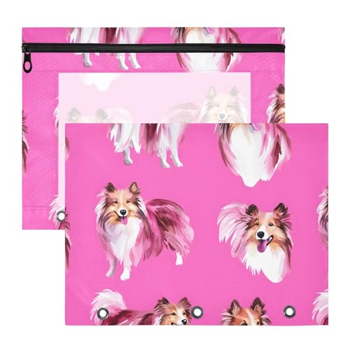 famyily Binder-Federmäppchen, transparent, für A4-Papier, Briefe, 2 Stück, Studenten, Schulbedarf, Shetland Sheepdog, Hot Pink famyily Binder-Federmäppchen, transparent, für A4-Papier, Briefe, 2 Stück, Studenten, Schulbedarf, Shetland Sheepdog, Hot Pink von famyily