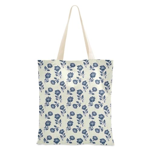 famyily Canvas-Tragetasche mit blauen Blumen, für Damen, Einkaufstasche, wiederverwendbare Taschen famyily Canvas-Tragetasche mit blauen Blumen, für Damen, Einkaufstasche, wiederverwendbare Taschen von famyily