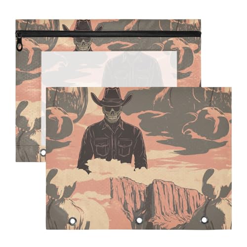 famyily Federmäppchen, entzückender Stifthalter für A4-Papier, Briefe, 2 Stück, für Lehrer, Zuhause, Western-Cowboy, Pferd, Totenkopf, große Wüste von famyily