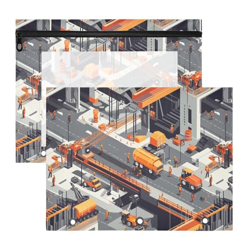 famyily Federmäppchen, stabile Taschenordner für A4-Papier, Briefe, 2 Stück, für Lehrer, Schule, Studenten, Lehrerbedarf, Bauszene, Brücken, Muldenkipper, Betonmischer, LKW famyily Federmäppchen, stabile Taschenordner für A4-Papier, Briefe, 2 Stück, für Lehrer, Schule, Studenten, Lehrerbedarf, Bauszene, Brücken, Muldenkipper, Betonmischer, LKW von famyily