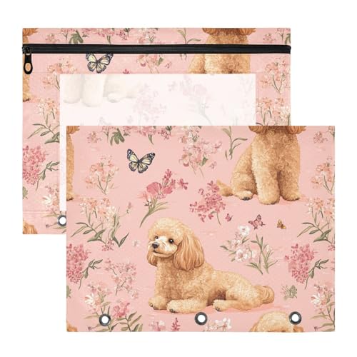 famyily Federmäppchen mit 3 Ringen, für A4-Papier, Briefe, 2 Stück, Lehrer, Kunstbedarf, Aufbewahrung, süße Pudel, Hunde, Rosa famyily Federmäppchen mit 3 Ringen, für A4-Papier, Briefe, 2 Stück, Lehrer, Kunstbedarf, Aufbewahrung, süße Pudel, Hunde, Rosa von famyily